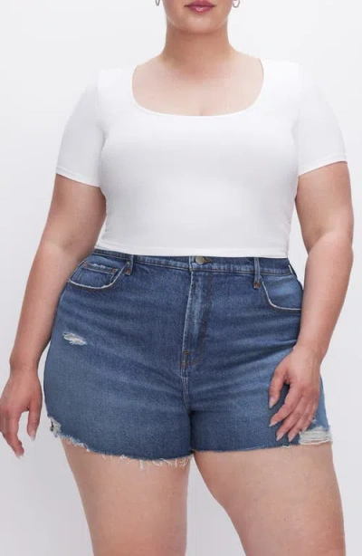 Good American Scoop Neck Crop Scuba Knit T-shirt
