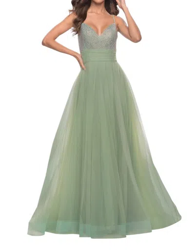 La Femme Tulle Gown With Full Skirt And Rhinestone Bodice