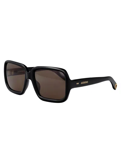 Jacquemus Black/ Gold/ Grey Stainless Steel Sunglasses In Black