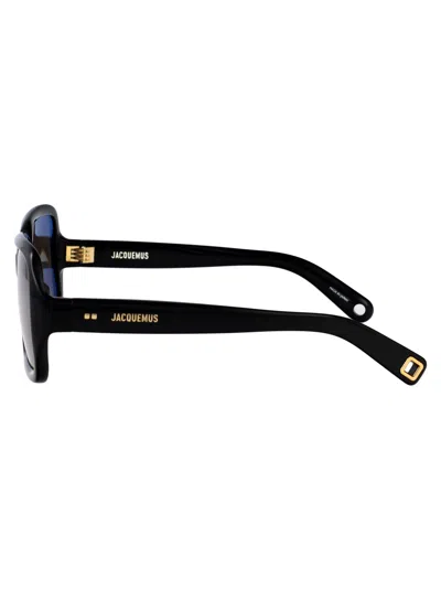 Jacquemus Black/ Gold/ Grey Stainless Steel Sunglasses In Black