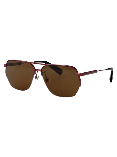 Jacquemus Bordeaux/ Black/ Brown Stainless Steel Sunglasses In Brown