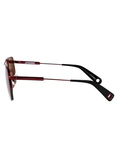 Jacquemus Bordeaux/ Black/ Brown Stainless Steel Sunglasses In Brown