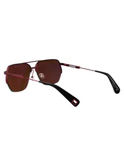Jacquemus Bordeaux/ Black/ Brown Stainless Steel Sunglasses In Brown