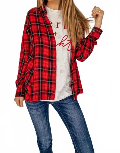 Eesome Lindsay Plaid Shirt In Red/black In Red