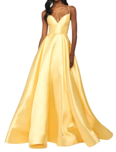 Sherri Hill Open Back Ball Prom Dress In Yellow