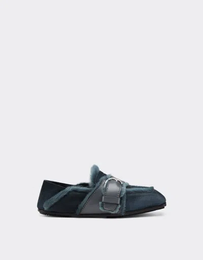 Ferrari Suede Moccasin With Fur Edging