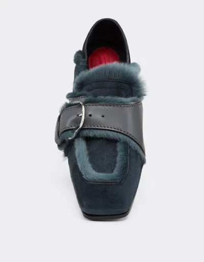 Ferrari Suede Moccasin With Fur Edging