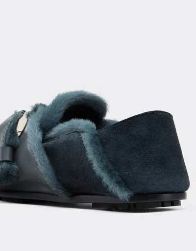 Ferrari Suede Moccasin With Fur Edging