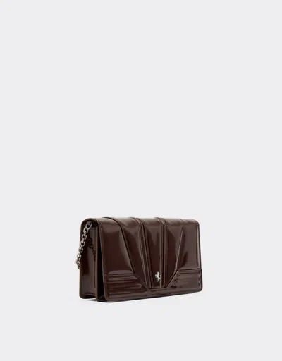 Ferrari Gt Glossy Leather Wallet With Chain Strap