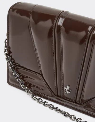 Ferrari Gt Glossy Leather Wallet With Chain Strap
