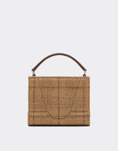 Ferrari Gt Micro Tote Bag In Wool Tartan And Suede Leather