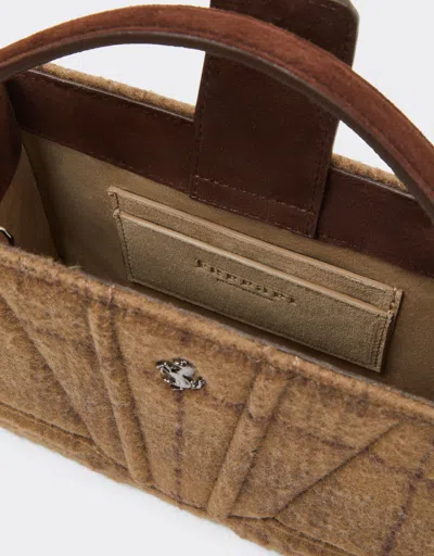 Ferrari Gt Micro Tote Bag In Wool Tartan And Suede Leather