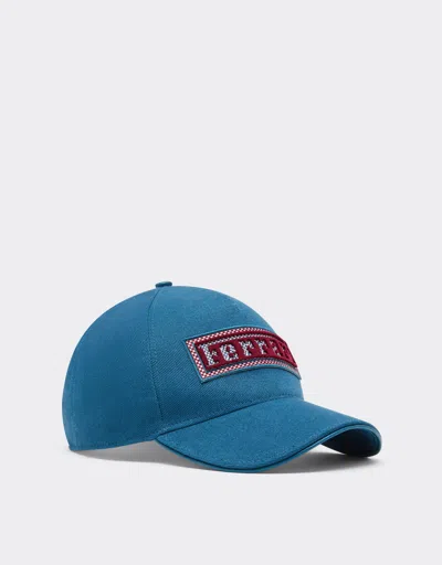Ferrari Cotton And Leather Baseball Cap With  Patch