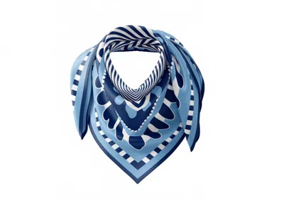 Cb Grey Silk Game Day Bandana / Pocket Square In Blue + Navy