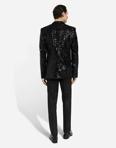 Dolce & Gabbana Sequin Embellished Single-breasted Blazer In Black