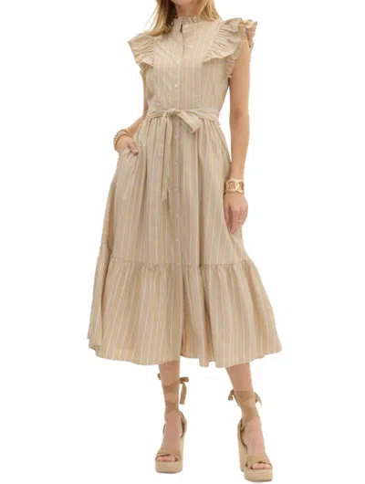Entro The Margo Midi Dress In Khaki In Neutral