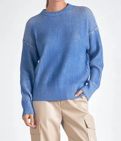 Elan The Kendra Sweater In Light Blue And White In Blue