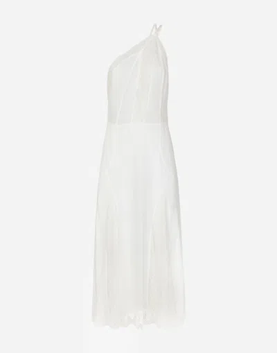 Dolce & Gabbana One-shoulder Lace Dress In White