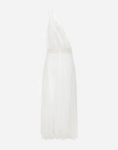 Dolce & Gabbana One-shoulder Lace Dress In White
