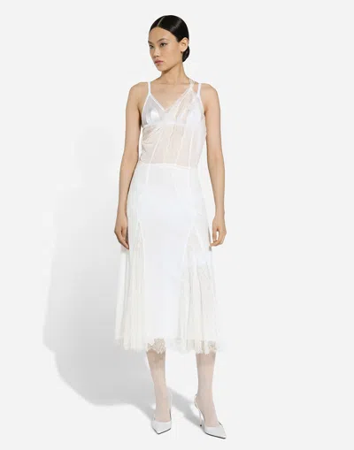 Dolce & Gabbana One-shoulder Lace Dress In White