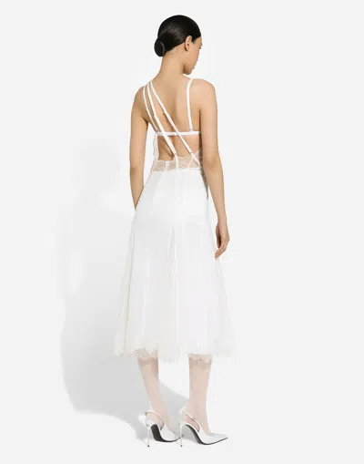 Dolce & Gabbana One-shoulder Lace Dress In White