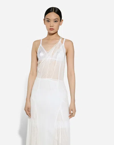 Dolce & Gabbana One-shoulder Lace Dress In White
