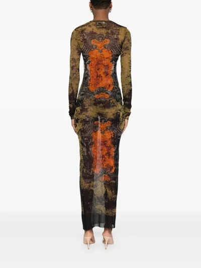 Jean Paul Gaultier Graphic Print Full-length Dress With Long Sleeves