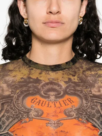 Jean Paul Gaultier Graphic Print Sheer Fabric Tops
