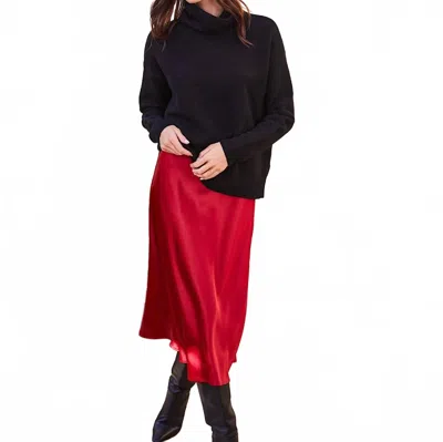 Karen Kane Satin Bias Cut Midi Skirt In Red In Red