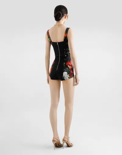 Dolce & Gabbana Printed Satin Shorts In Black