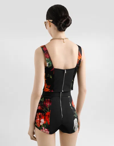 Dolce & Gabbana Printed Satin Shorts In Black