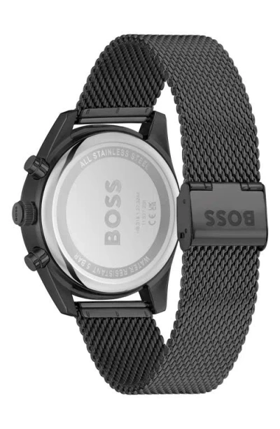 Hugo Boss Men's Skytraveller Quartz Fashion Chrono Ionic Plated Black Steel Watch 44mm