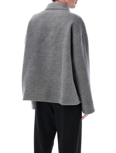 Jil Sander Monogram Zip-up Wool Jacket In Gray