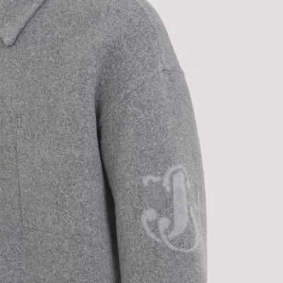 Jil Sander Monogram Zip-up Wool Jacket In Gray