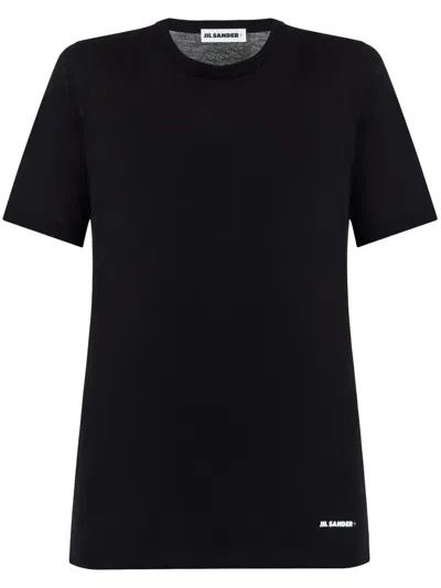 Jil Sander Logo Cotton Jersey T-shirt In Black