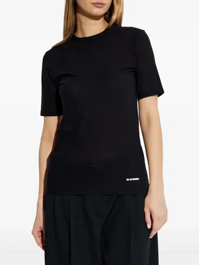 Jil Sander Logo Cotton Jersey T-shirt In Black