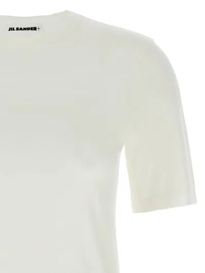 Jil Sander Comfort Fit White Logo T-shirt In White