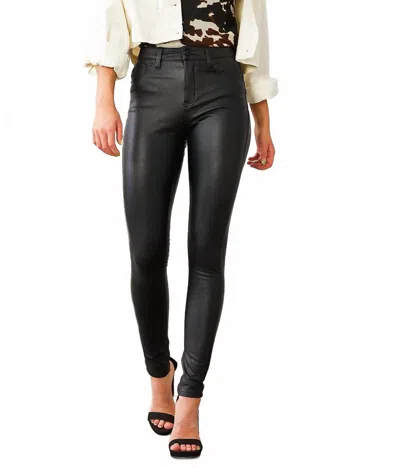 Kancan High Rise Faux Leather Skinny Pants In Black In Black