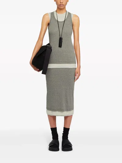 Jil Sander Logo Embroidered Layered Midi Skirt
