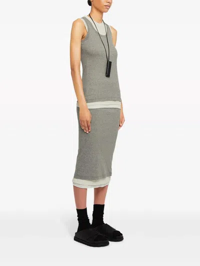 Jil Sander Logo Embroidered Layered Midi Skirt