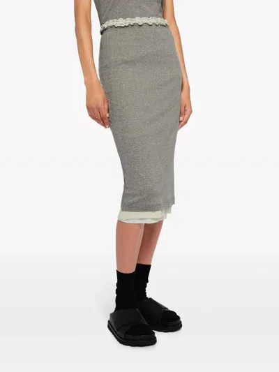 Jil Sander Logo Embroidered Layered Midi Skirt