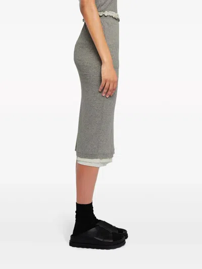 Jil Sander Logo Embroidered Layered Midi Skirt