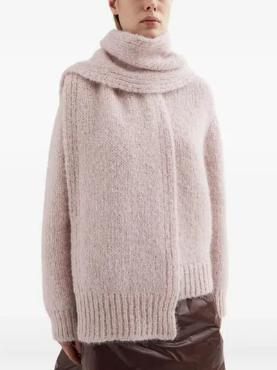 Jil Sander Logo-patch Knitted Scarf In Neutral