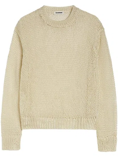 Jil Sander Crewneck Sweater In Openwork Silk