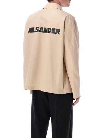 Jil Sander Relaxed Fit Logo Jacket In Dark Sand In Nude