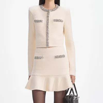 Self-portrait Soft Knit Cardigan In Cream In Neutral