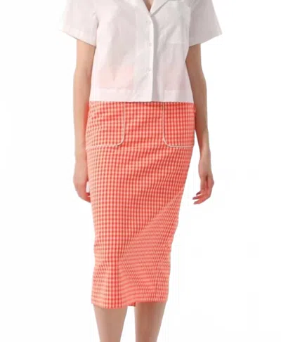 Exquise High Waist Midi Crepe Pencil Skirt In Original Print In Red