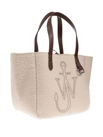 Jw Anderson Beige Fabric Belt Shopping Bag In Pink