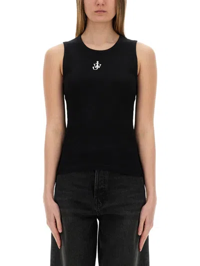 Jw Anderson J.w.anderson 'anchor Embroidery' Top In Black