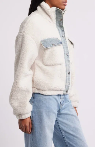 Thread & Supply Faux Shearling & Denim Crop Jacket